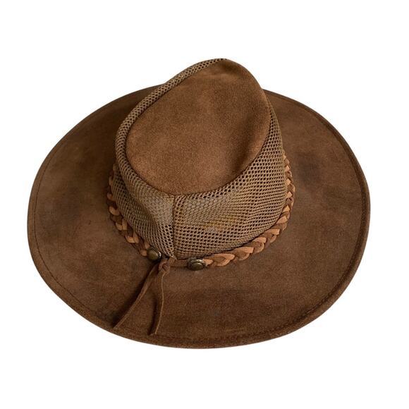 Henschel Brown Suede Mesh Outback Aussie Breezer Hat X Large Crushable/Packable - Picture 2 of 6